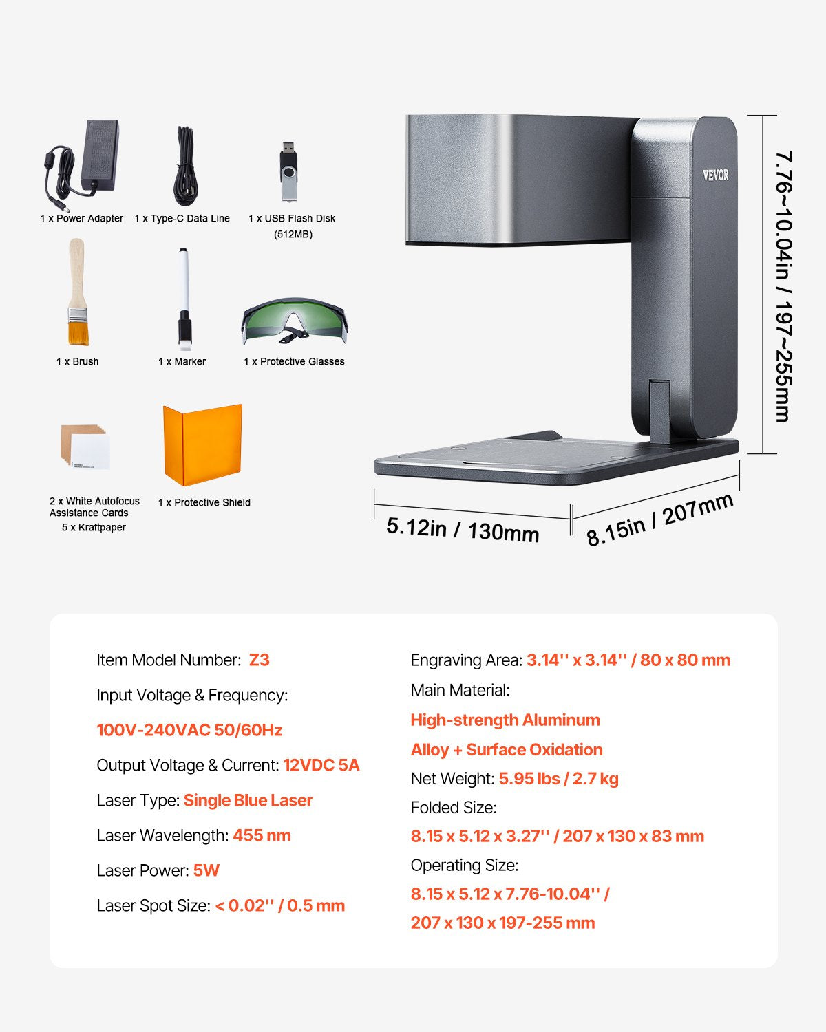 Portable Laser Engraver, 600 mm/s High Speed, 5W Handheld Engraving Machine, DIY Laser Engraver and Cutter Basic Set, for Mental, Single Blue Laser Wood, Leather, Arylic, Fiber, Jewelry, Glass