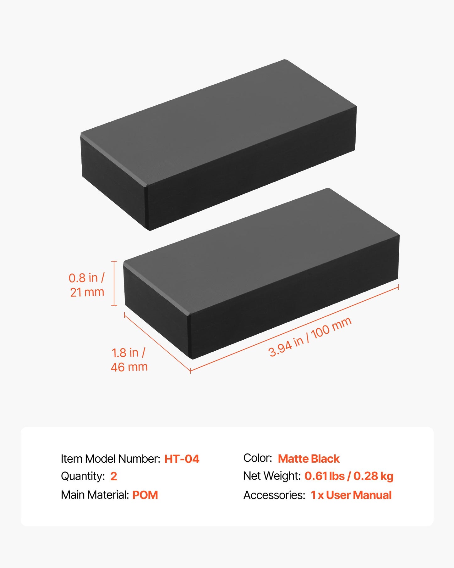 2-pack ledstångskopplingar, tillbehör till plana förlängningar för trappräcken, POM-ledstångskopplingar för rektangulärt kabelräcke, kabelskenasystem för däck utomhus, mattsvart, HT-04