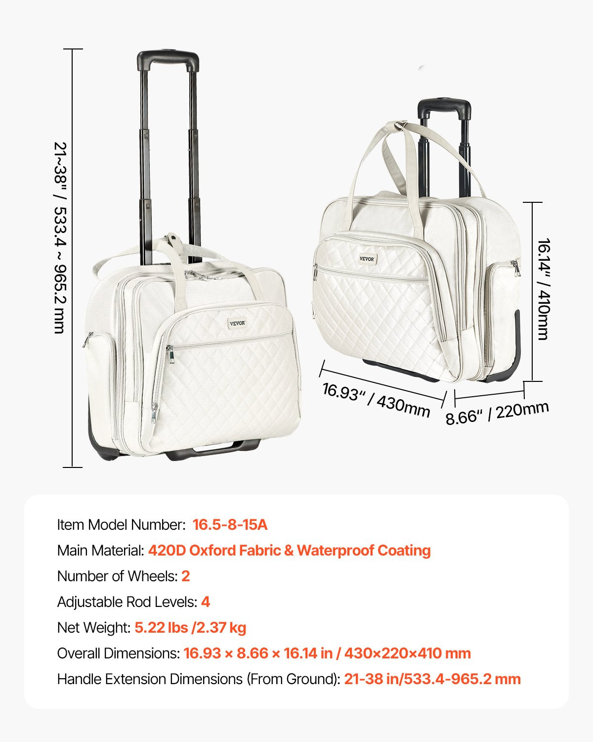 Rullande datorväska 15,6 tum (39,6 cm) datorväska med hjul för resor kvinnor män