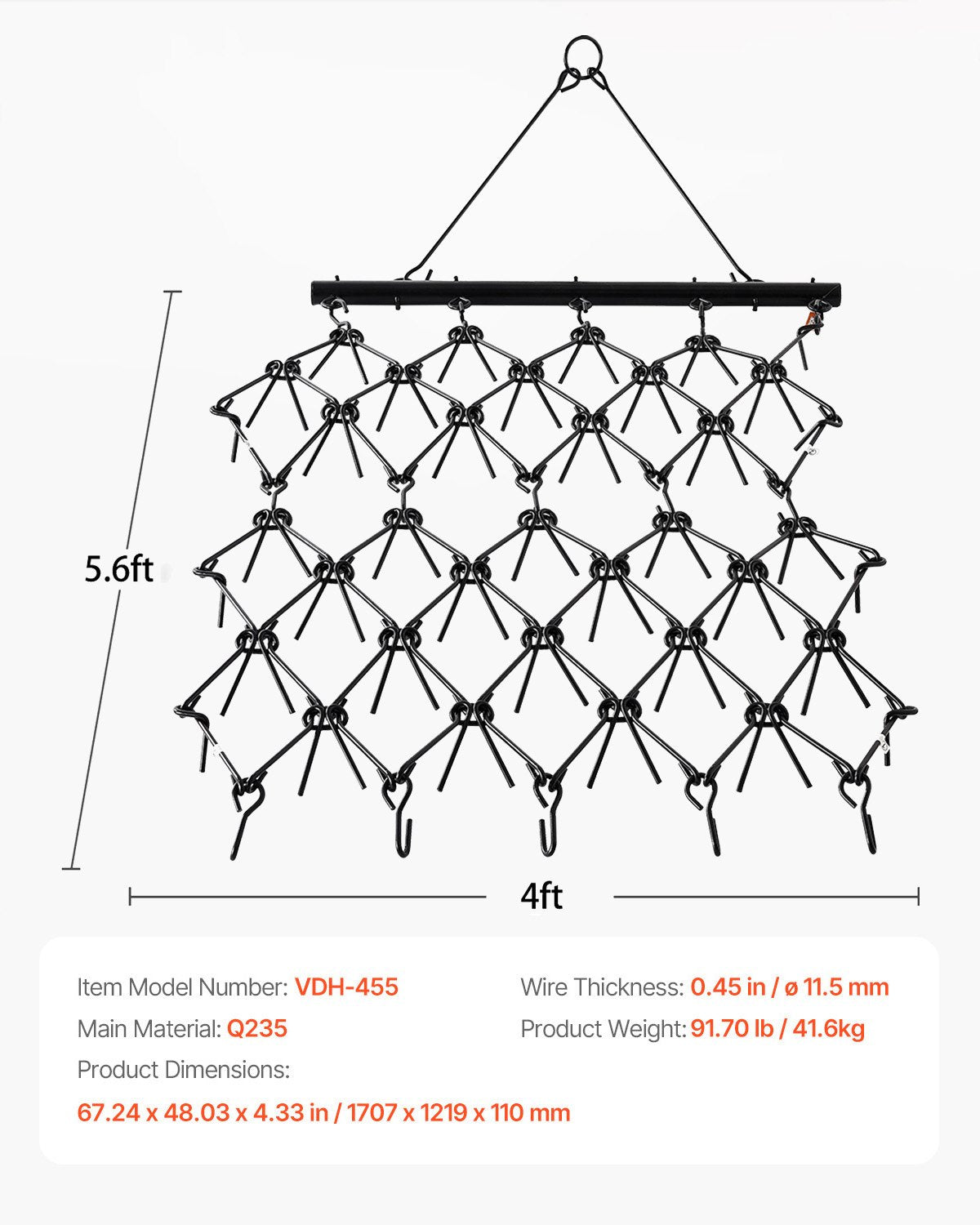 Drag Harrow, 4 ft x 5.6 ft Durable Chain Harrow with 80 Sharp Teeth, Suitable for ATV UTV Tractor, Ideal for Soil Preparation, Seeding, Smoothing Landscapes, and Yard Gravel Driveway Maintenance