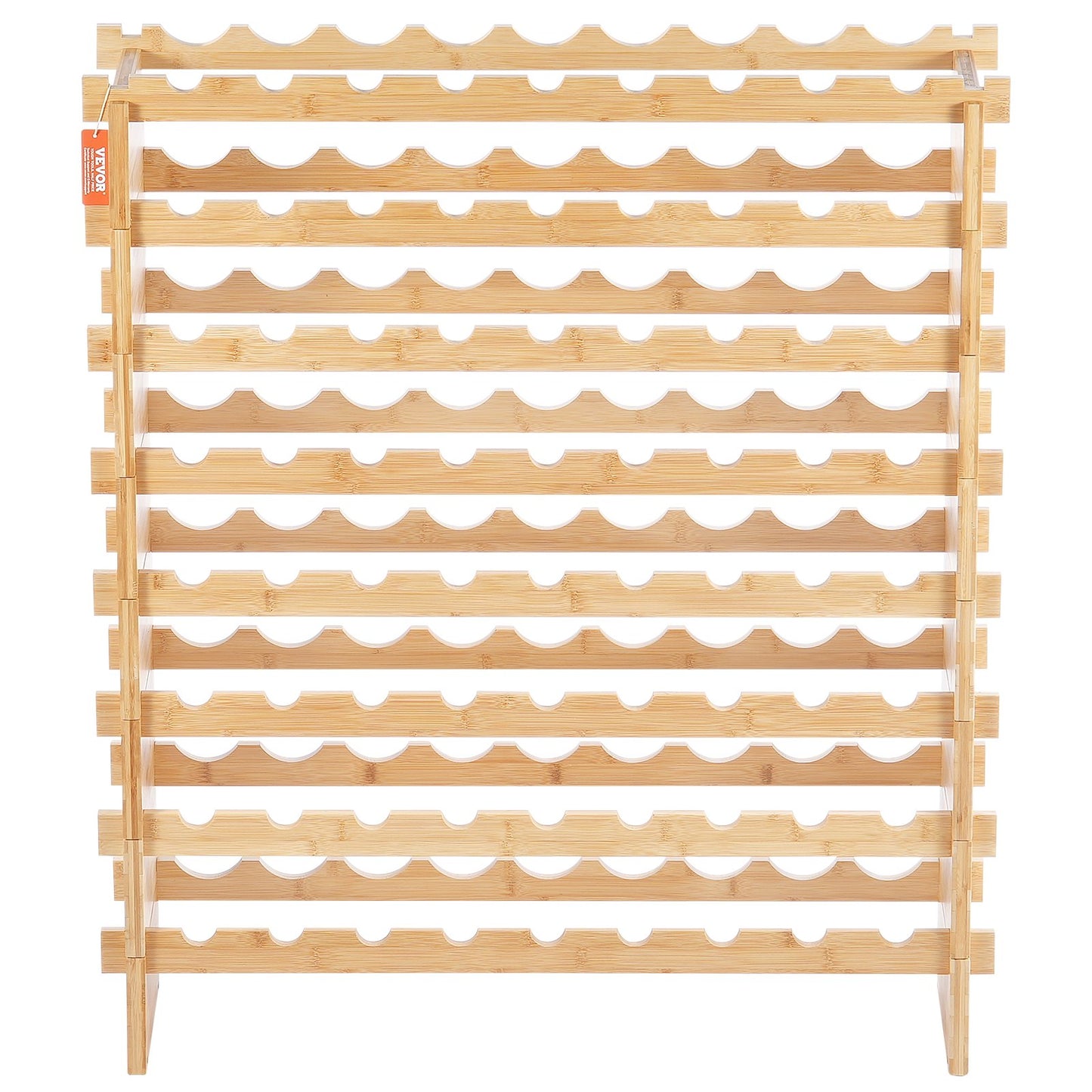 Uppgraderad modulär vinhylla för 72 flaskor, kontinuerlig förvaring av Pinot-flaskor, förvaringsställ i bambu med 8 våningar, fristående vinhållare på golvet, vingelfria hyllor för köksbar, vingelfria hyllor för källare