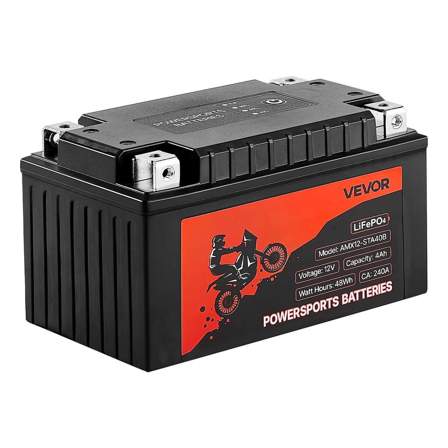 Motorcycle Battery, 12 Volt 4Ah, LiFePO4 Lithium Pre-Charged Powersports Battery, Maintenance Free & High Performance, Compatible with ATV, Motorcycle, Jet Skis, Scooter, UTV, and More