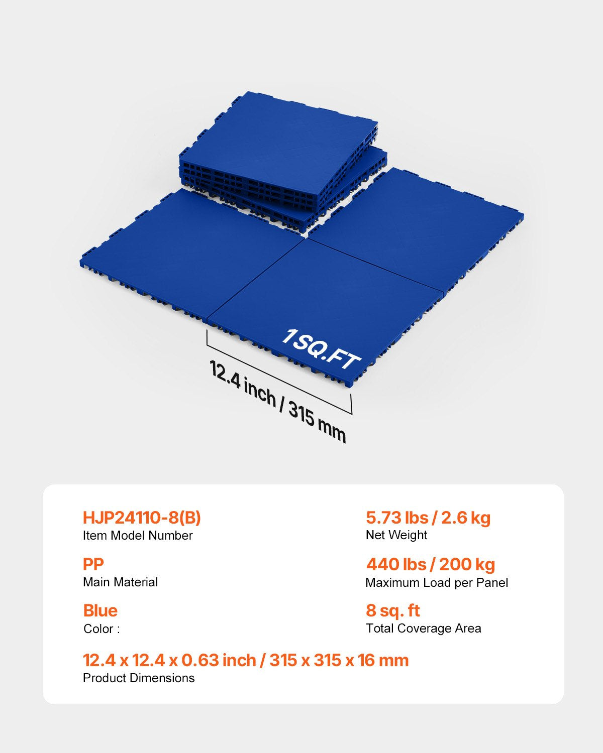 Dryland Tiles for Hockey Floor Mat, 12 x 12 in 8 Pcs Interlocking Versatile Training Surface, Dance Floor Tiles, Hockey Training Equipment Board for Shooting (Blue, 8 sq. ft/Box)