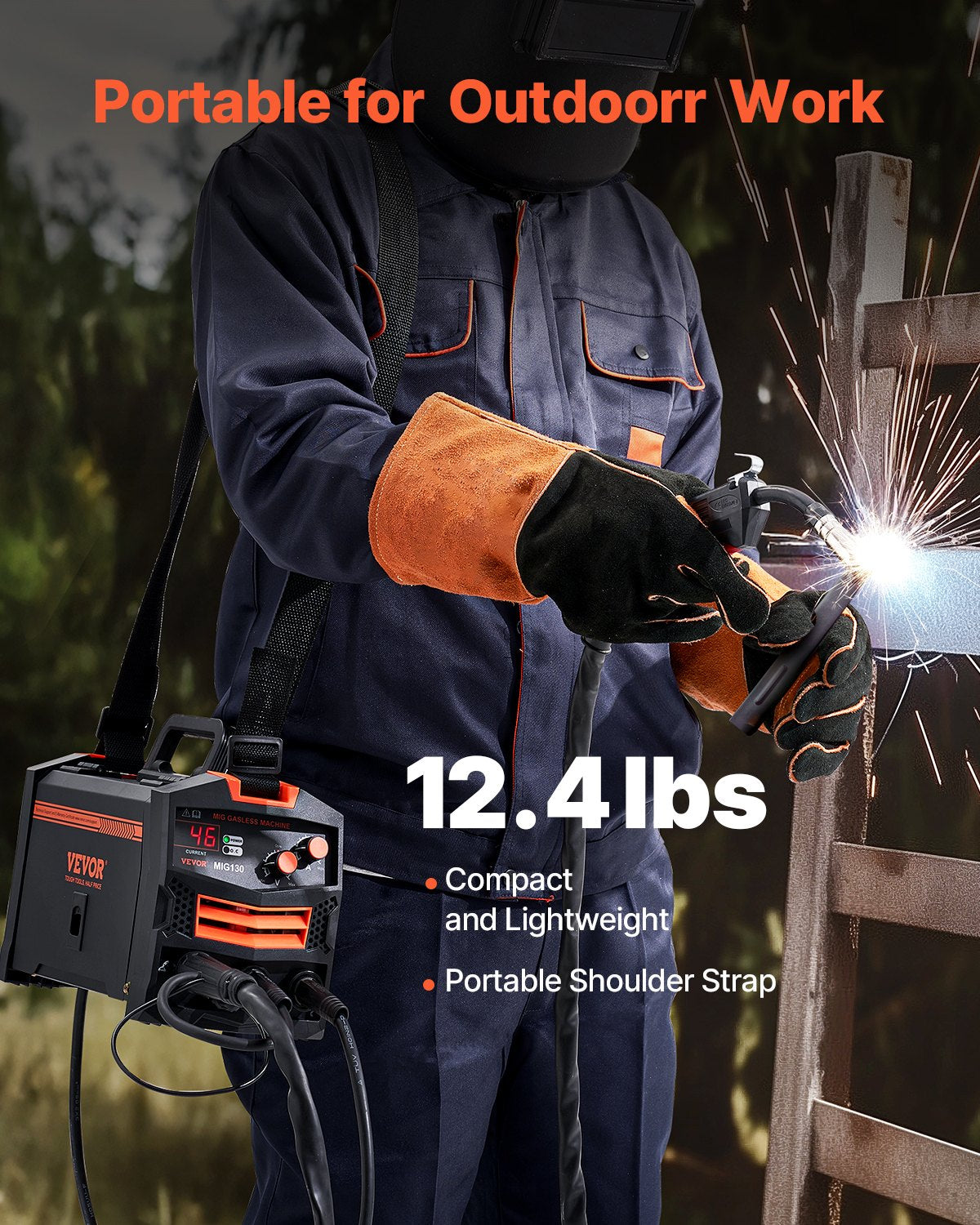 MIG Welder, 130Amp Synergic Mig Welding Machine, Gasless Flux Core Welder Machine, Portable Mig Welder with IGBT Inverter Technology and Digital Display Screen