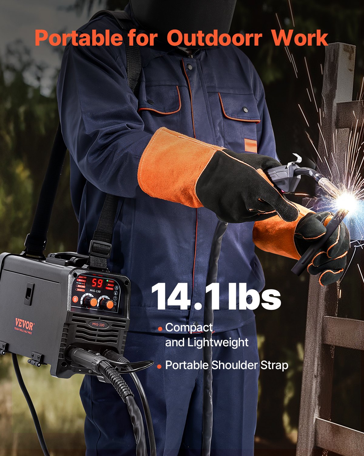 MIG Welder, 130Amp Synergic Mig Welding Machine, 3-in-1 Flux Core MIG/Stick/Lift TIG Multi-Process Welder Machine, Portable Mig Welder with IGBT Inverter Technology & Digital Display Screen