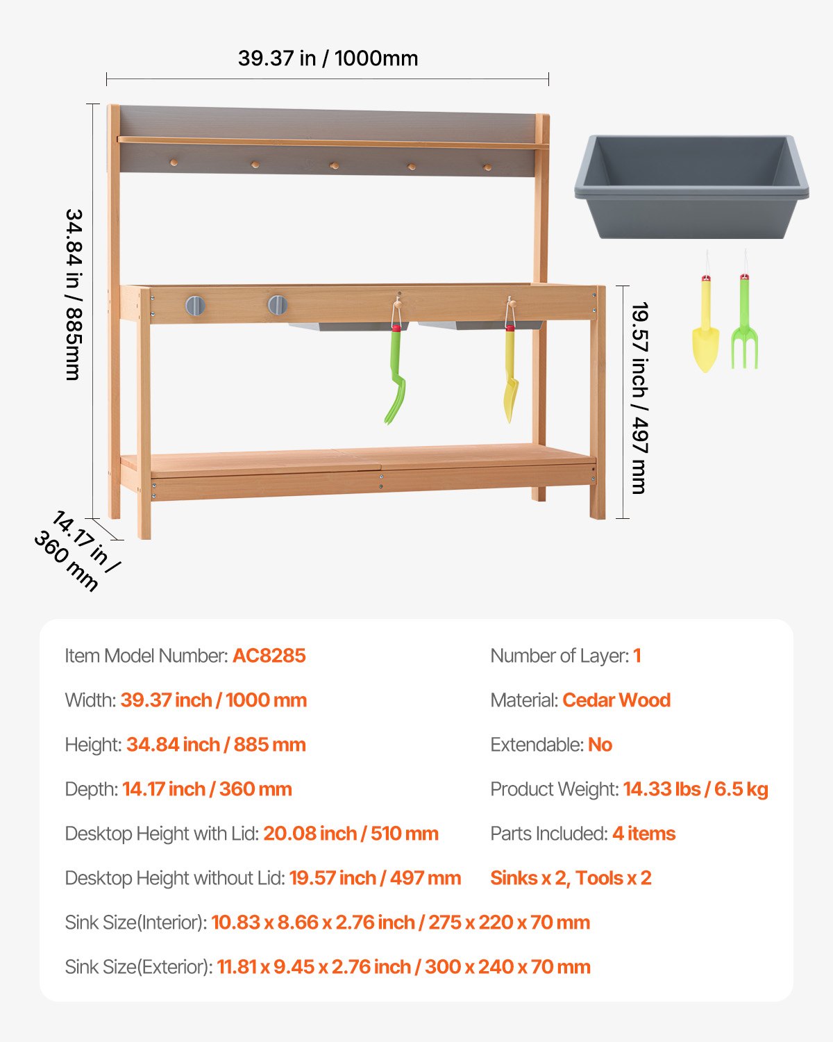 Mud Kitchen for Kids, Wooden Toy Play Kitchen Set with Accessories, Outdoor Grocery Store Playset, Pretend Play Outdoor Kitchen for Boys and Girls, Toddler Play Kitchen with Stoves and Sink
