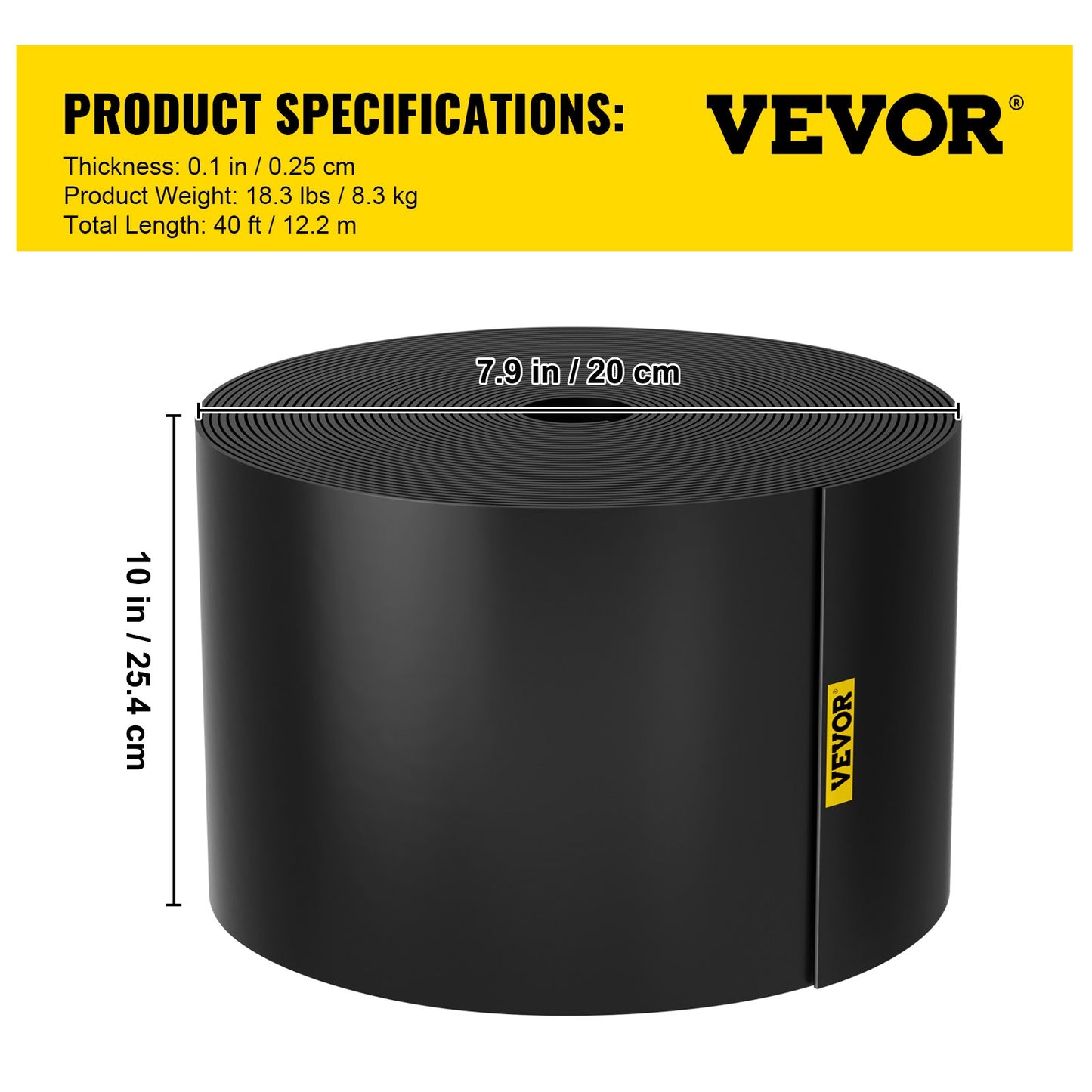 Landscape Edging, 10 inch Depth 40 ft Total Length, Recycled HDPE Coiled Terrace Board, Flexible Bender Border for Landscaping, Lawn, Garden, Yard, Against Invading Weeds, Black