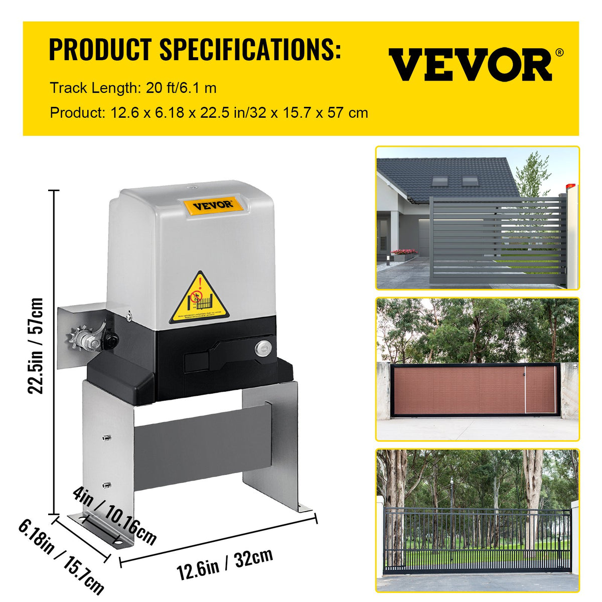 Garageportsöppnare 1400LBS Automatisk skjutgrindsöppnare 600KG Elektrisk fjärrkontroll 40FT Skjutgrindsmotor Skjutdörr Automatisk öppnare