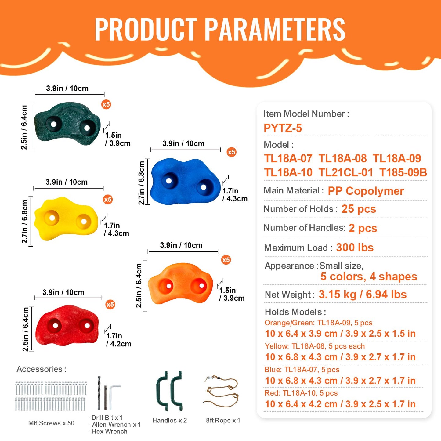 25 klättergrepp, klätterstenar i flera storlekar och färger för barn och vuxna, klätterväggsgrepp med knutet rep, handtag och monteringsdetaljer, klätterväggsgrepp för inomhus och utomhusbruk