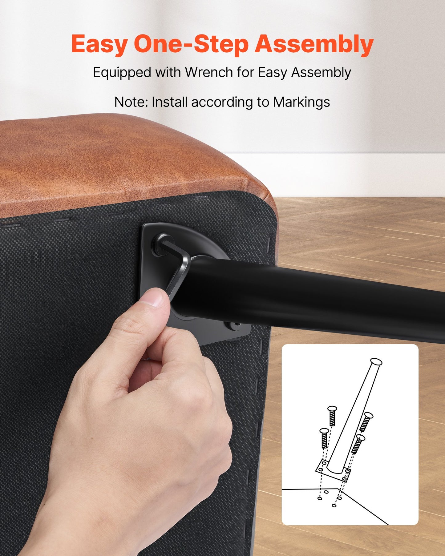 Leather Storage Ottoman Bench, PU Leather Bench with Storage and Metal Legs, Modern Shoe Benches Seat for Entryway, Upholstered End of Bed Benches for Living Room, Dining Room, Hallway, Brown