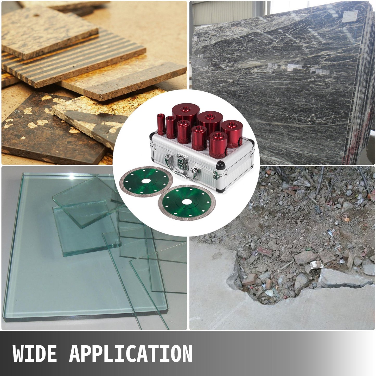 8 Pcs Diamond Hole Saw Set Diamond Drill Core Bits, M14 20/25/32/35/40/50/60/68 MM with 2 Saw Blade, Hole Saw Cutter Drill Bits, Drilling Tool for Drill Core Tiles Stoneware Portable Granite