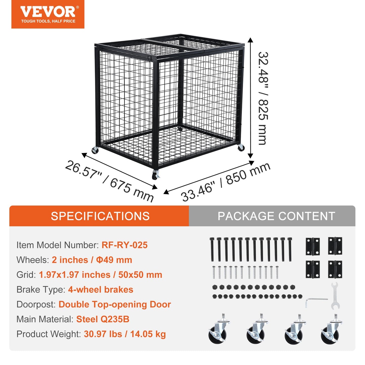 Rolling Sports Ball Storage Cart, Basketball Cage with Double Lids, Sport Equipment Holder Organizer for Indoor Outdoor, Steel Storage Rack for Garages, Playgroup, Gym and Schools