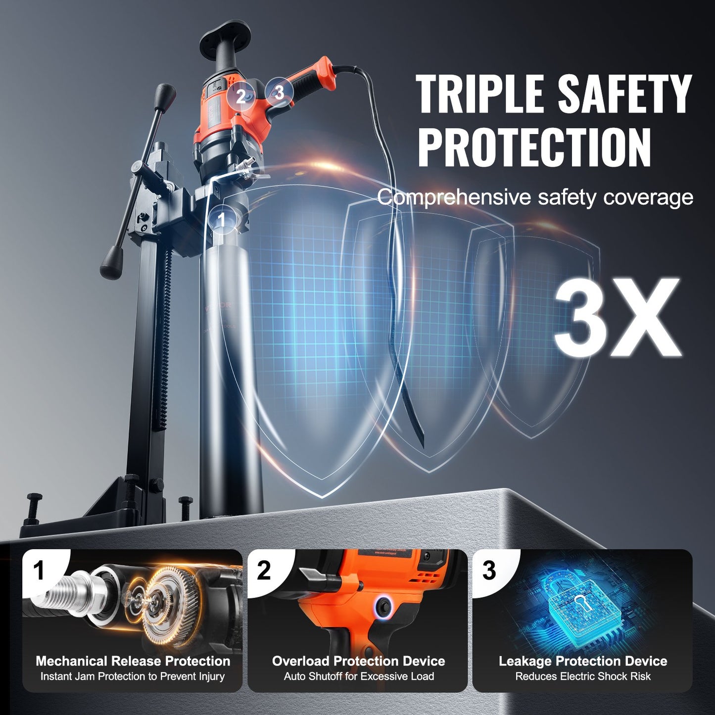 Core Drill Machine 2.03-16 cm Dia 2000W Handheld and Stand Core Drill Rig