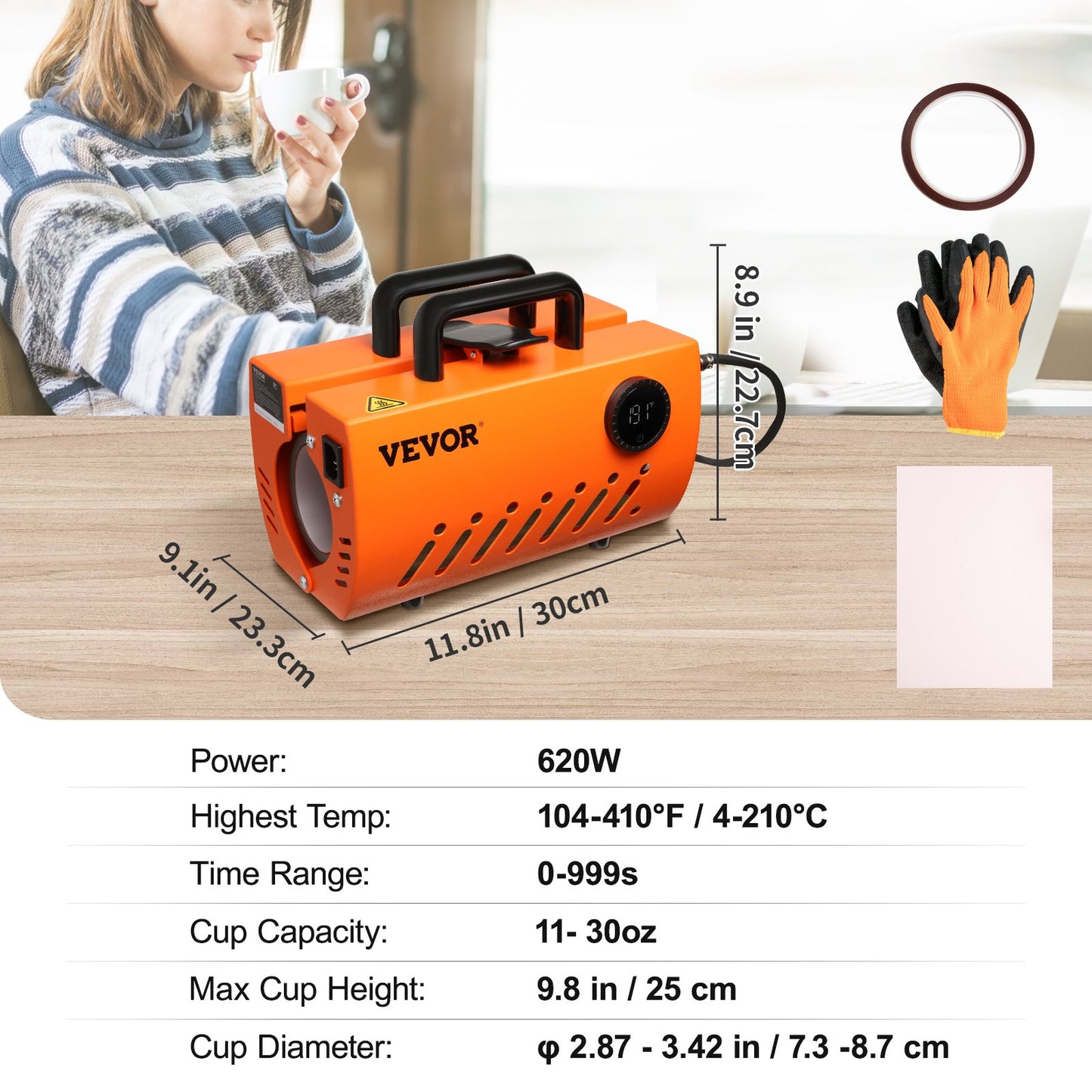 Muggvärmepress Tumbler Värmepressmaskin Sublimeringsämnen 11-15oz 30oz