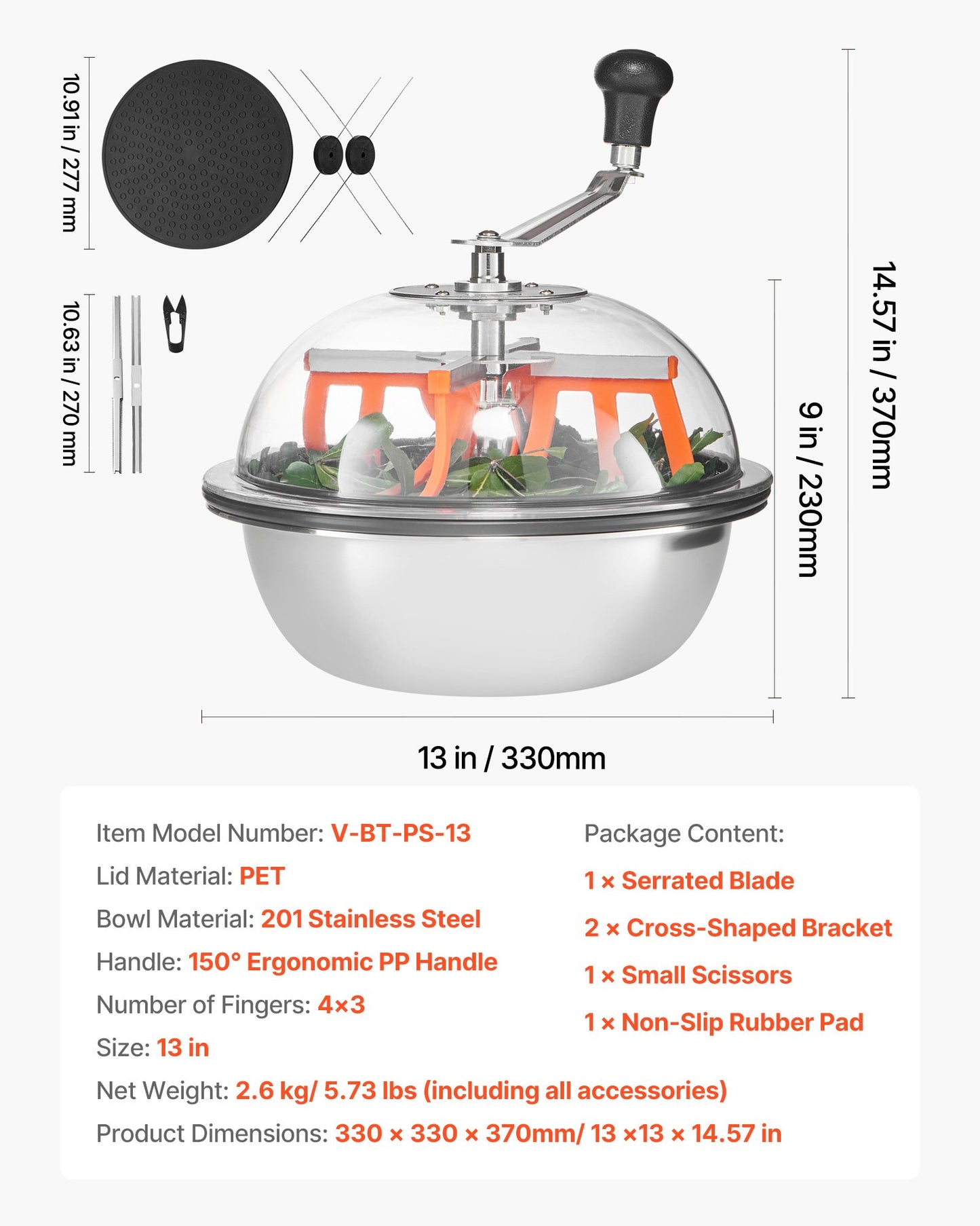 Knoppbladskärare, 335 mm manuell knopptrimmer, med vassa blad i rostfritt stål, visuell skärning, våt- och torrskärmaskin för hydroponisk skärning, vridet rotationssnitt för växter, blad, knoppar och blommor