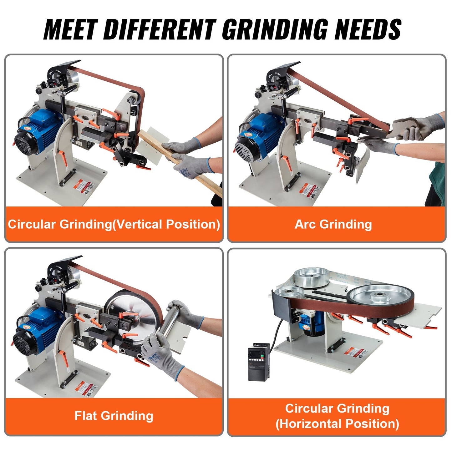 Belt Grinder Sander, 72 x 2-Inch Variable Speed Belt Polisher with VFD, 1500W Knife Sharpener with 3 Grinding Moulds & 3PCS Sanding Belts for Metalworking, Compatible with 72"- 82*2" Belts
