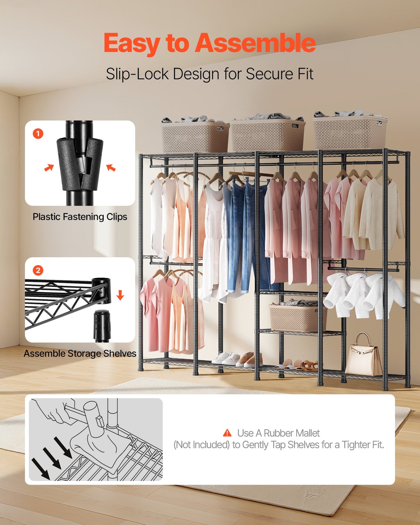 Klädställ, Kraftig garderob, Justerbara klädställningar med stålram, 499 kg lastkapacitet klädställ med 4 upphängningsstänger för sovrum, klädaffär, hall