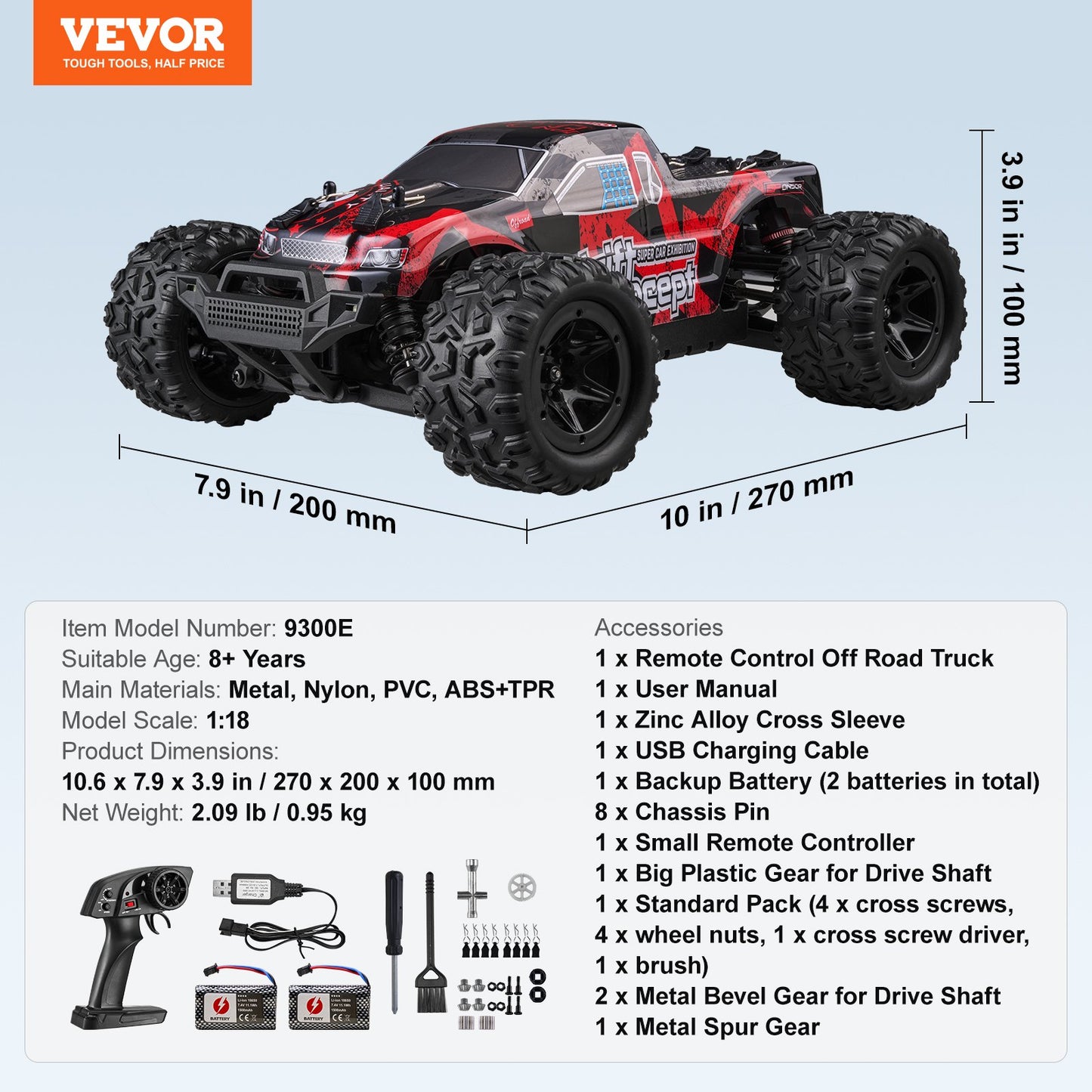 Remote Control Car, 1:18 Scale RC Car for Kids, All Terrain 4WD Off-Road Monster Truck with 45° Wheelie & 2 Batteries, 36 km/h High Speed Hobby Racing Car, Ideal Gift for 8+ Years Kids, IPX4