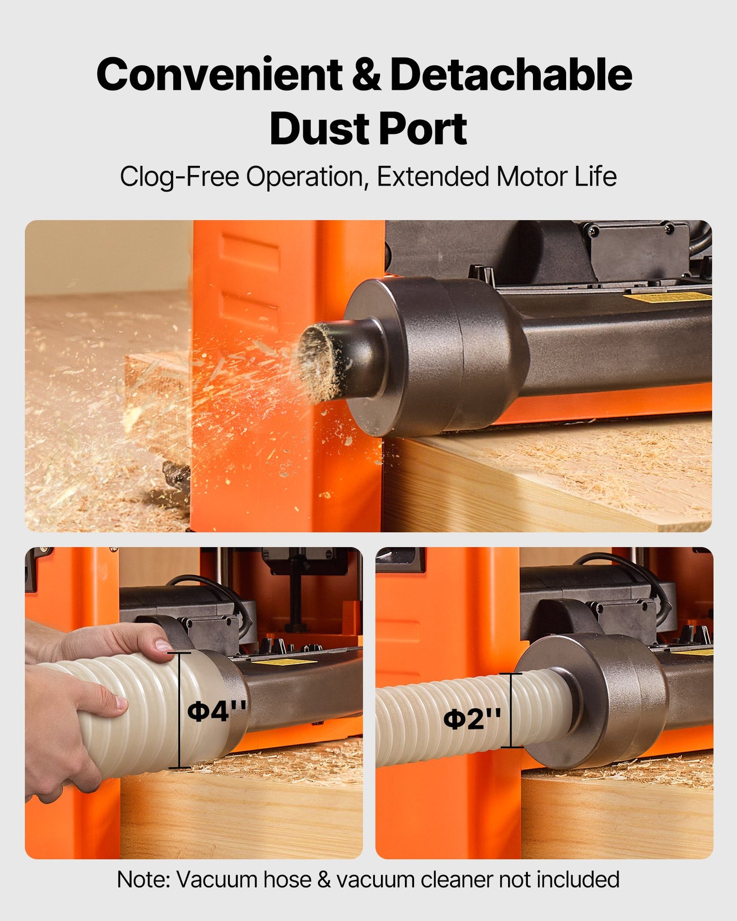 Tjocklekshyvel, 330 mm brett arbetsbord, elektrisk bänkhyvel för träbearbetning, spiralformad skärhuvud med 24 skär, 2000 W 23500 RPM kraftfull motor, en hastighet, för hårda och mjuka trämaterial