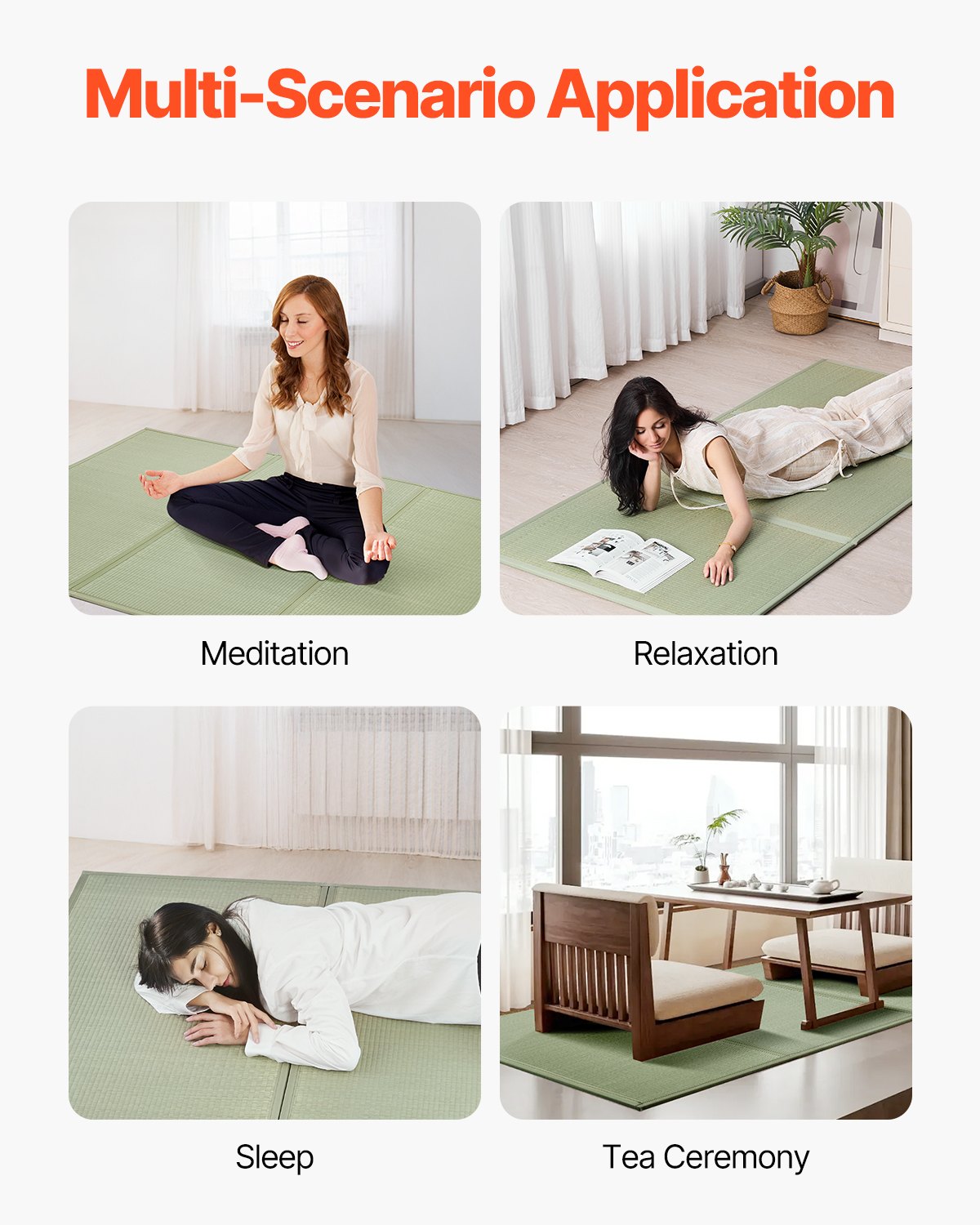 Japanese Tatami Mat, Twin Size Foldable Japanese Tatami Mattress( Natural Rush Grass), Japanese Floor Mattress with Non-Slip Backing & Fresh Scent, Futon Mattress for Sleeping Meditation Yoga