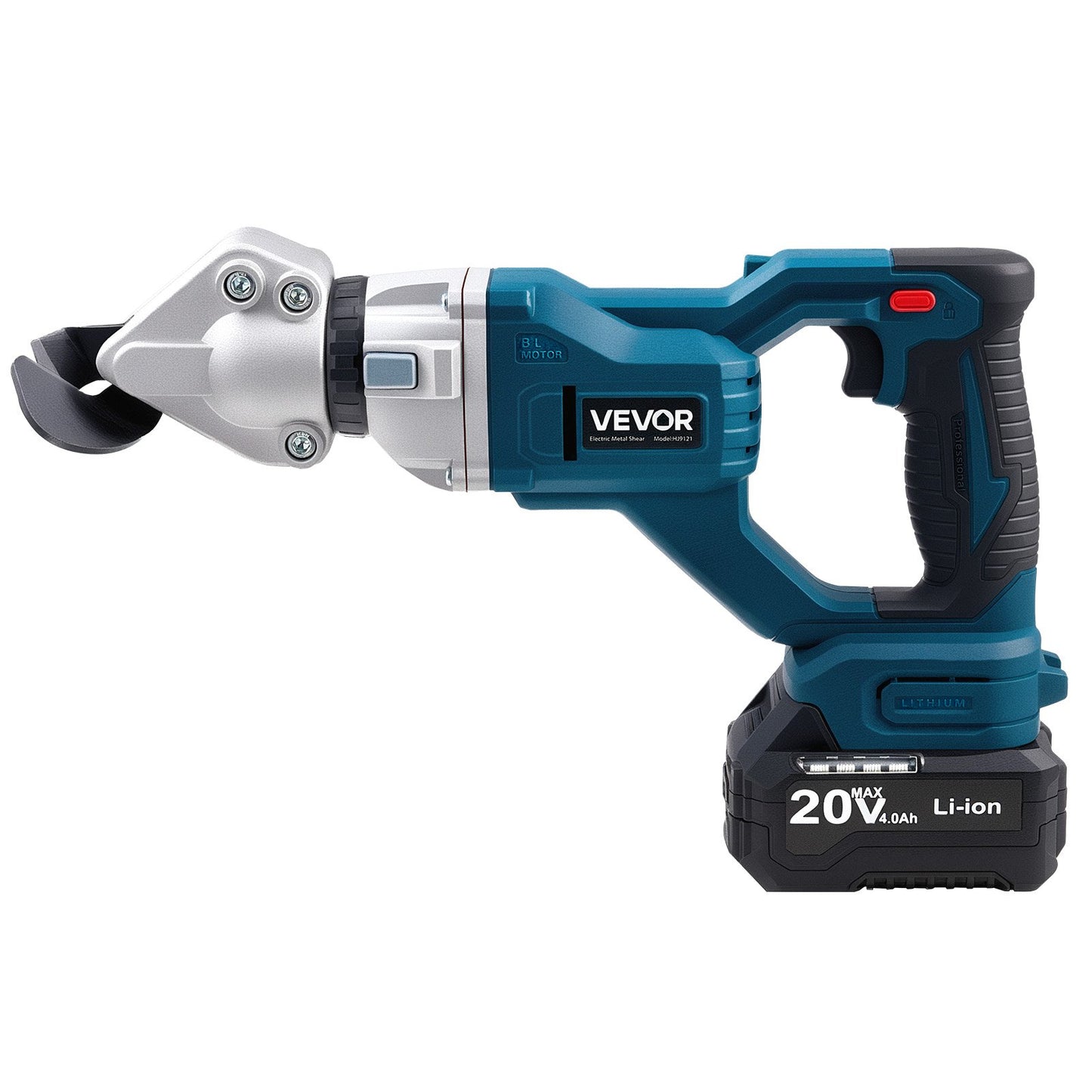 Metallsax, sladdlös plåtskärare med 360-graders vridbart huvud, dubbla blad, 220VAC 20VDC, skär 1,22 mm galvaniserat stål, 1 mm rostfritt stål, aluminium, plast, kartong, 2800 SPM