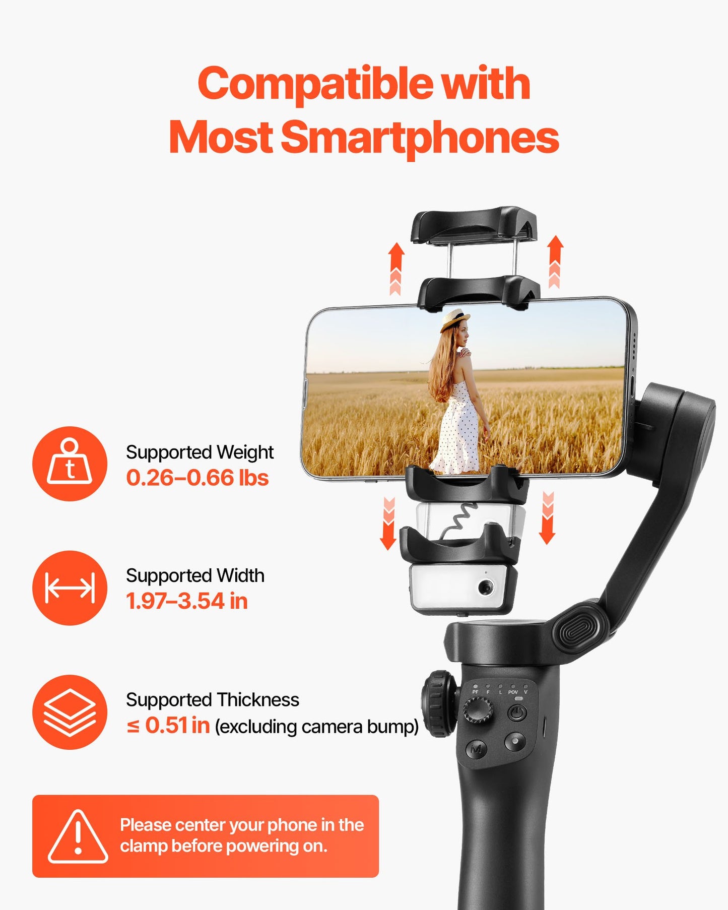 Gimbal Stabilizer for Smartphone, 3-Axis Stabilization, AI-Powered Phone Gimbal for Android iPhone with Fill Light, Tripod, Auto Tracking, Portable Foldable Phone Stabilizer for Video Recording