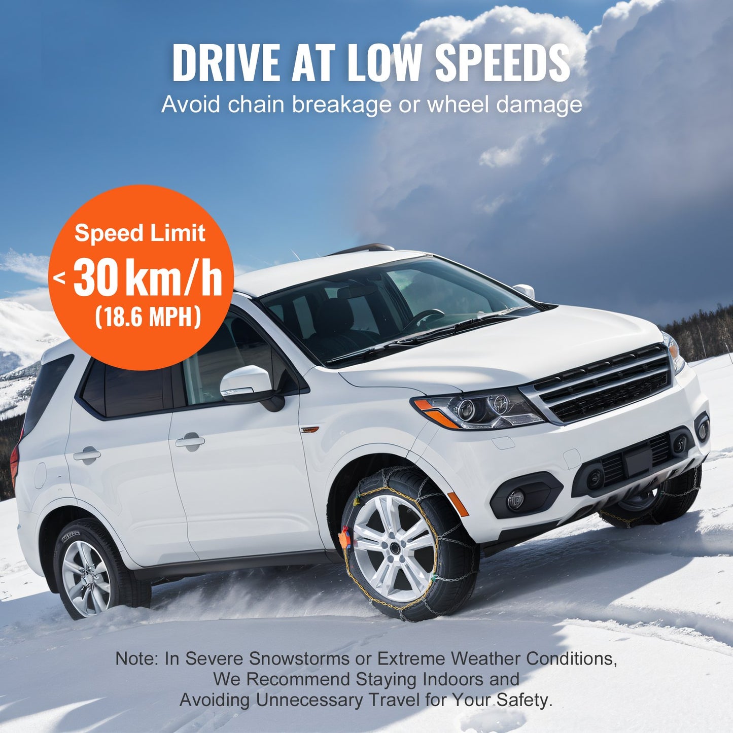 Snökedjor, Manganlegerat stål Nödbromskedjor, Snökedjor för bilar, pickuper, stadsjeepar och lastbilar, Silver (Set om 2)