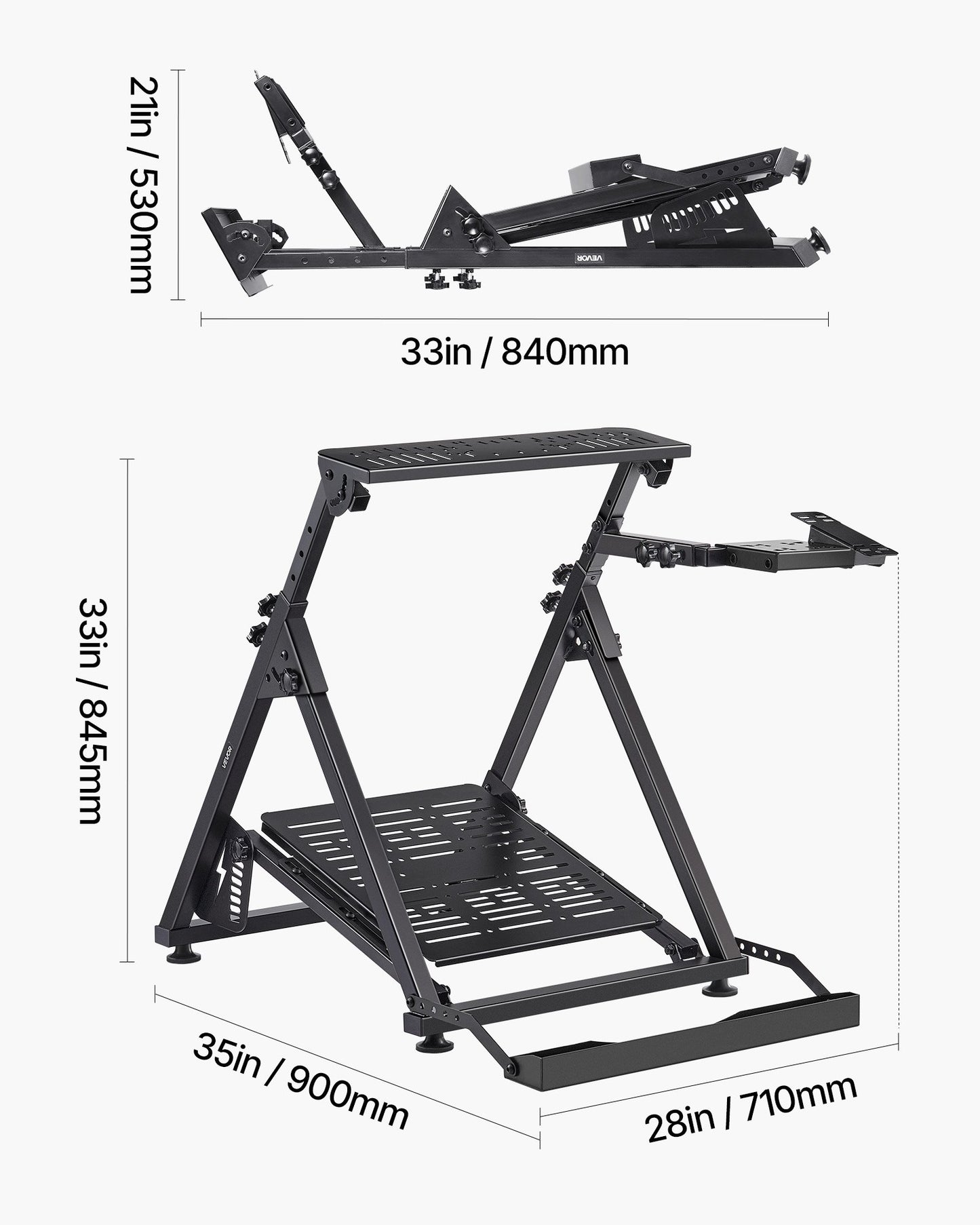 Stativ för racingratt, justerbart och hopfällbart simulatorstativ för Logitech G923 G920 G29 G27, Thrustmaster T300RS TX F458 T500RS T3PA-PRO(F1/GT) Gaming Cockpit, pedalsimulator ingår ej