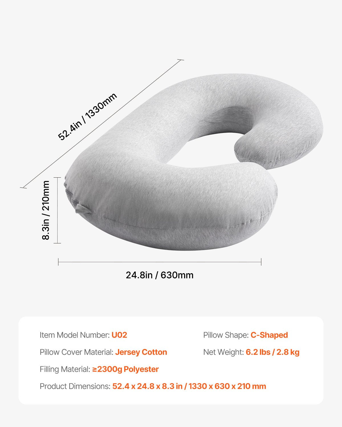 Pregnancy Pillow, C-Shaped Full Body Maternity Pillow, Ultra-Soft and Breathable Pregnant Support Pillows with Removable & Washable Cover, Perfect for Back, Belly, Hip, Legs Relief