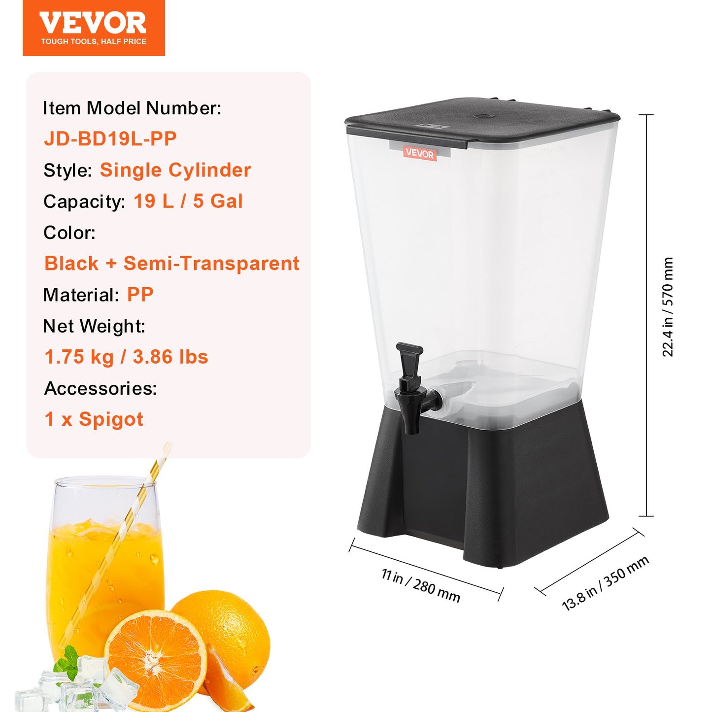 Dryckesdispenser, 19L dryckesdispenser för fester, Plastjuicedispensrar med droppfri kran, Iste-citronjuice-vattendispensrar, för restauranger, hotell, fester