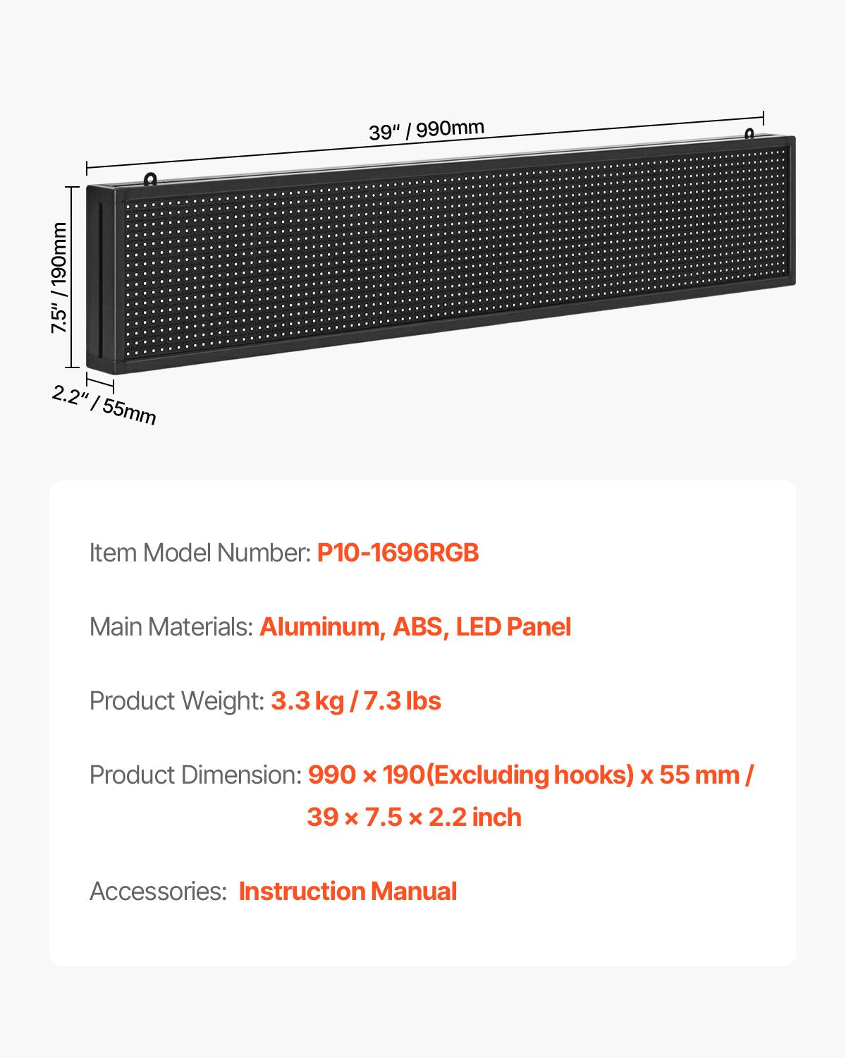 Programmerbar LED-skylt, P10 flexibel digital rullningspanel i fullfärg, gör-det-själv-anpassad textmönstrad GIF-displaytavla, Bluetooth-app-styrd meddelandeskylt för butiksreklam, 40x8 tum
