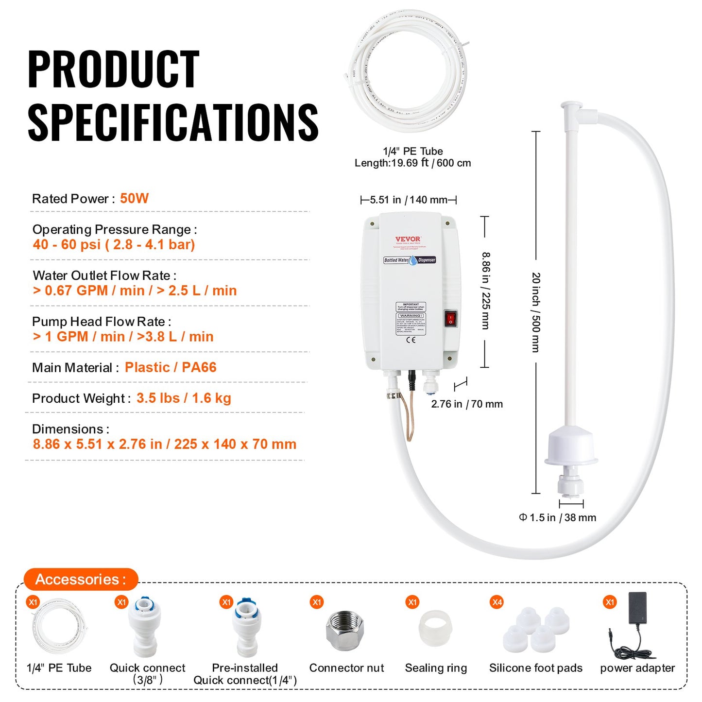 3,8 L vattendispenserpump 40psi kaffebryggare automatiskt tryck högt rykte