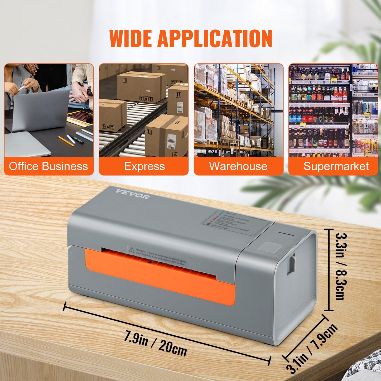 Termisk etikettskrivare, 203 DPI 60 st/min för 4x6-postpaket, USB-anslutning och automatisk etikettigenkänning, stöd för Windows/MacOS/Linux, kompatibel med Amazon, eBay, Etsy, UPS, etc., grå