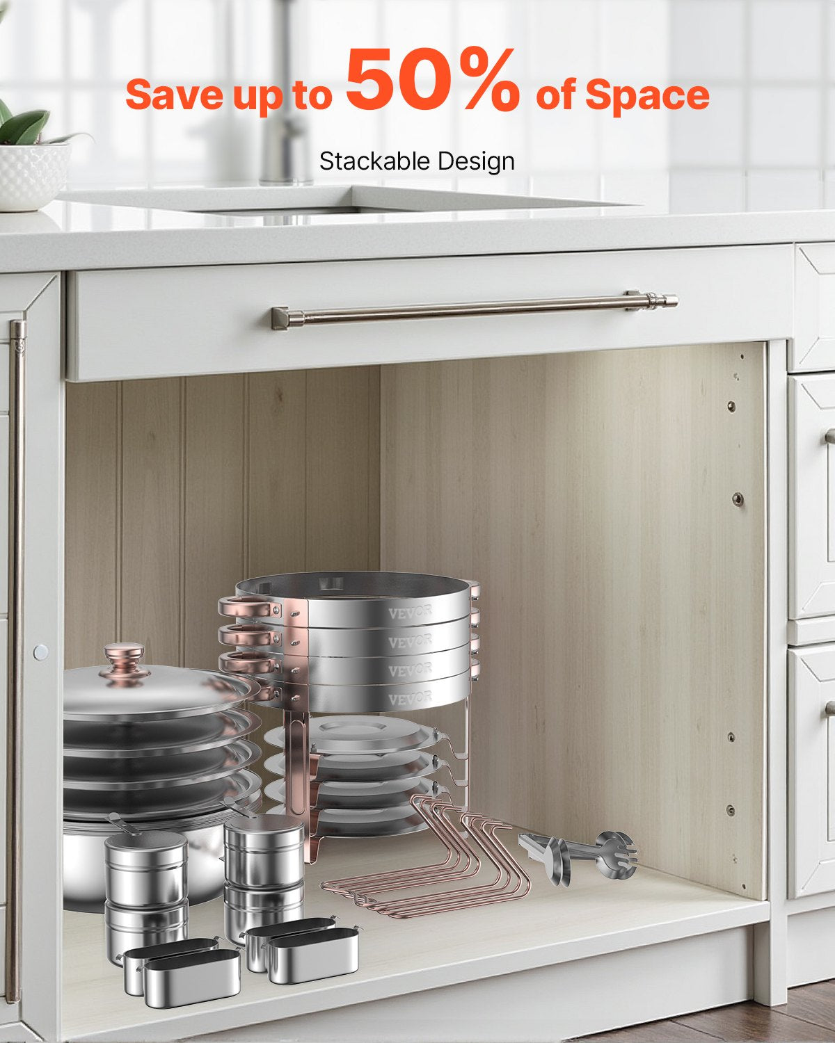 Chafing Dish Buffet Set, 5 Qt 4 Pack, Stainless Steel Chafer with 4 Full Size Pans, Round Catering Warmer Server with Lid Water Pan Folding Stand Clip, for Weddings Parties Banquets, Rose Gold