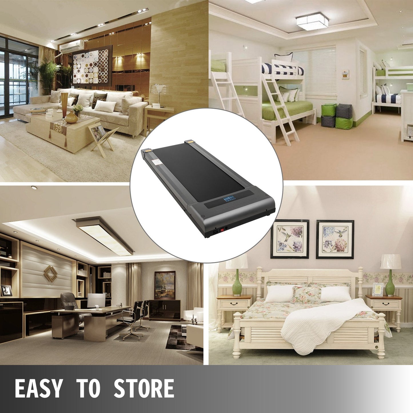 Under Desk Treadmills Working Treadmills For Running, Led Treadmill For Home Running Machine With Remote Control, 1-6.0km/h Speed Portable Slim Treadmill Indoor Exercise(Gray,No Handrail)