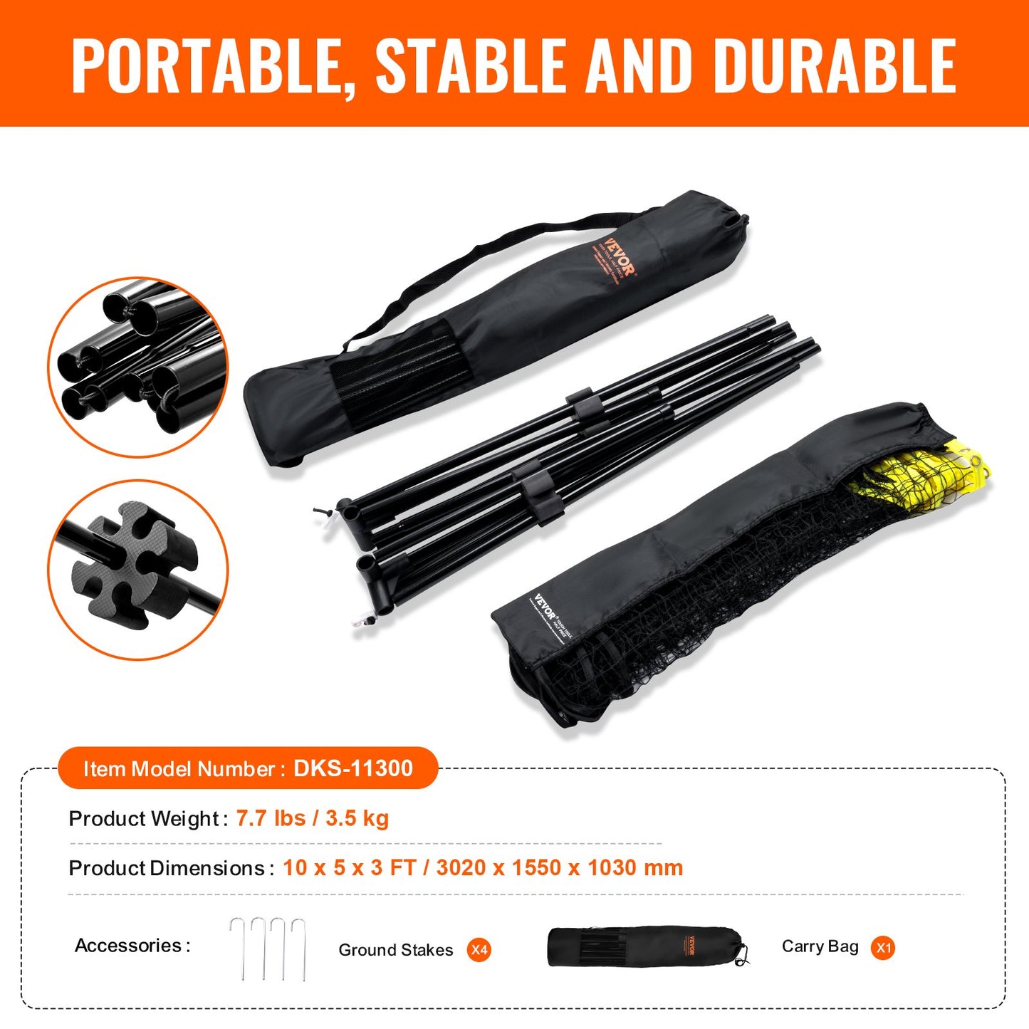 10ft badmintonnät set utomhus bärbart volleyboll pickleball tennisnät