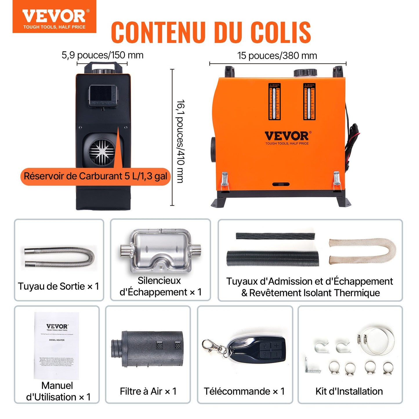 Diesel Air Heater All-in-one 12V 5KW LCD Remote Control for Car RV