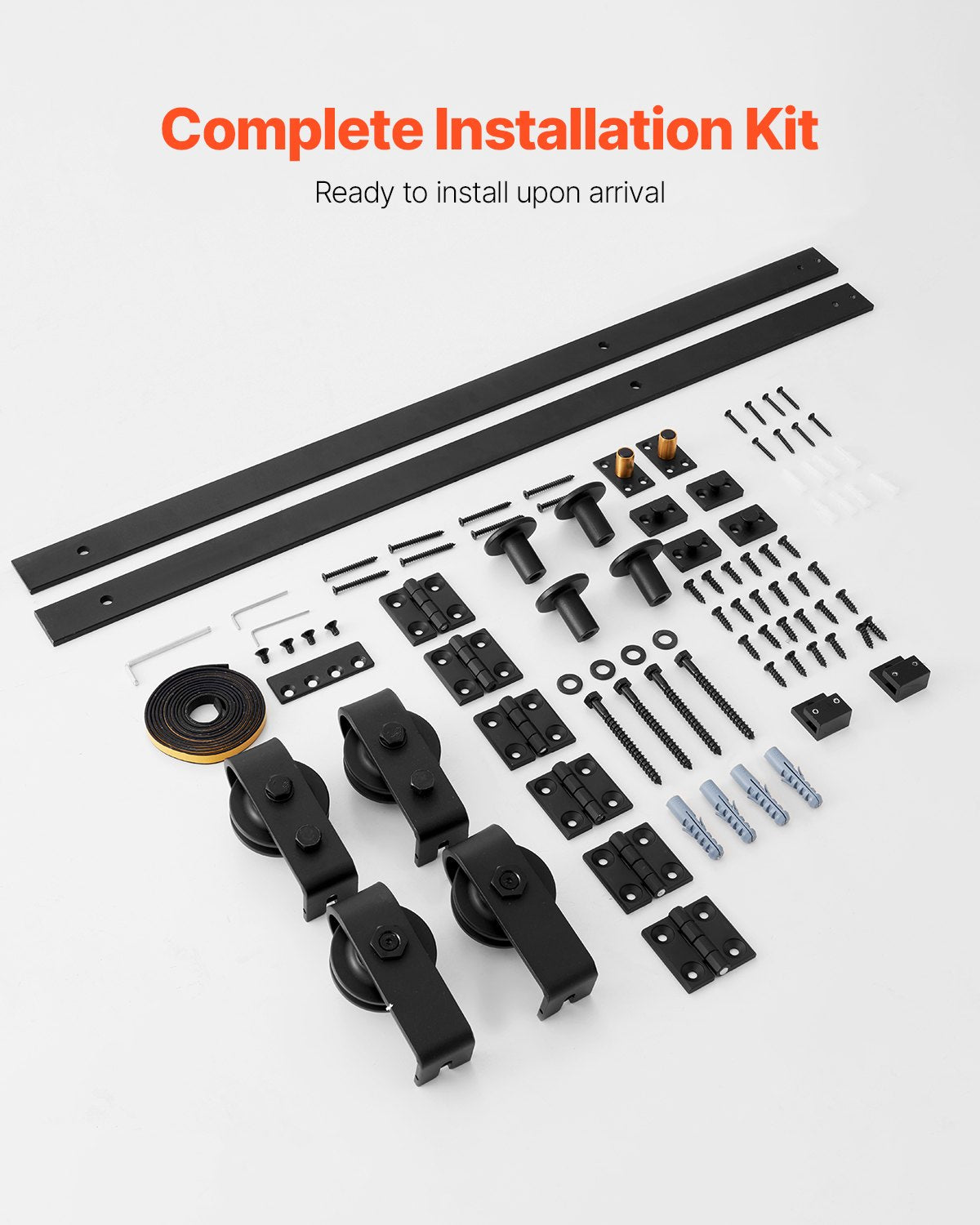 Bi-Folding Sliding Barn Door Hardware Track Kit, 64" Top Mount Track Kit, Slide Smoothly & Quietly, Heavy Duty, Easy to Install, Suitable for Four 15" Closet Pantry Laundry Doors (Not Included)
