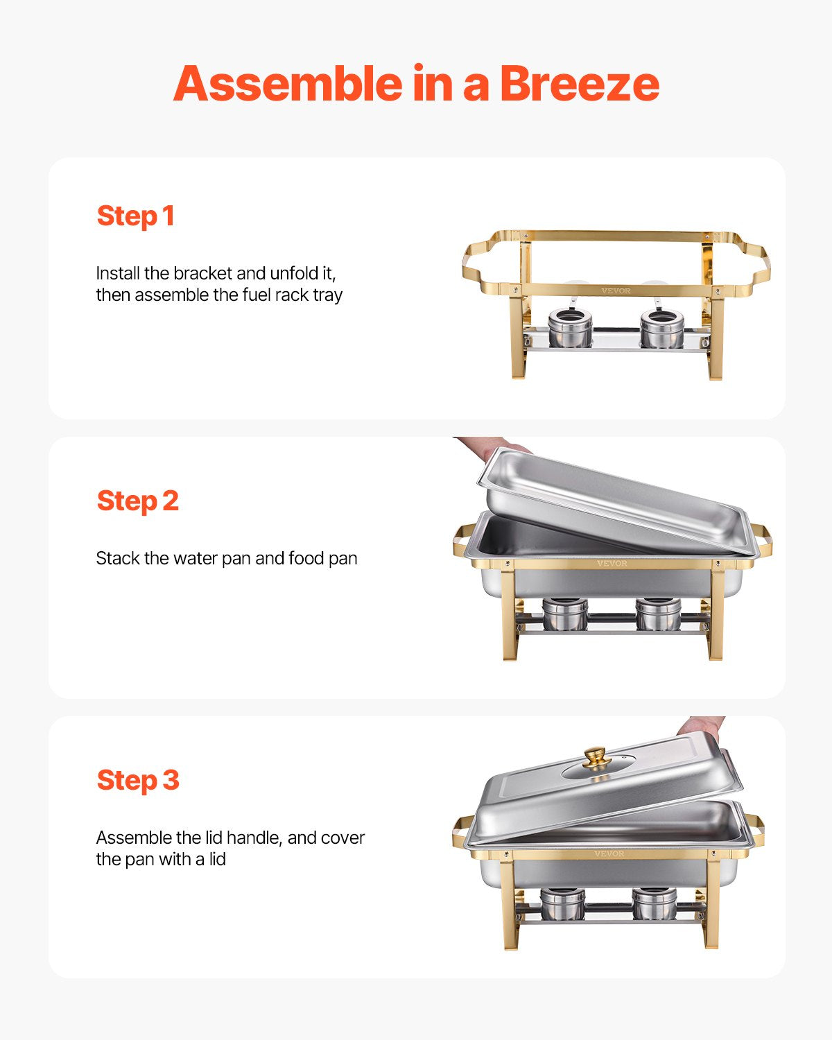 Varmfatbufféset, 8 liter, 4-pack, rostfritt stålvärmare med 4 fullstora pannor, rektangulär cateringvärmare med glaslock, vattenpanna, hopfällbart stativ, bränslehållare, för bröllopsfest, bankett