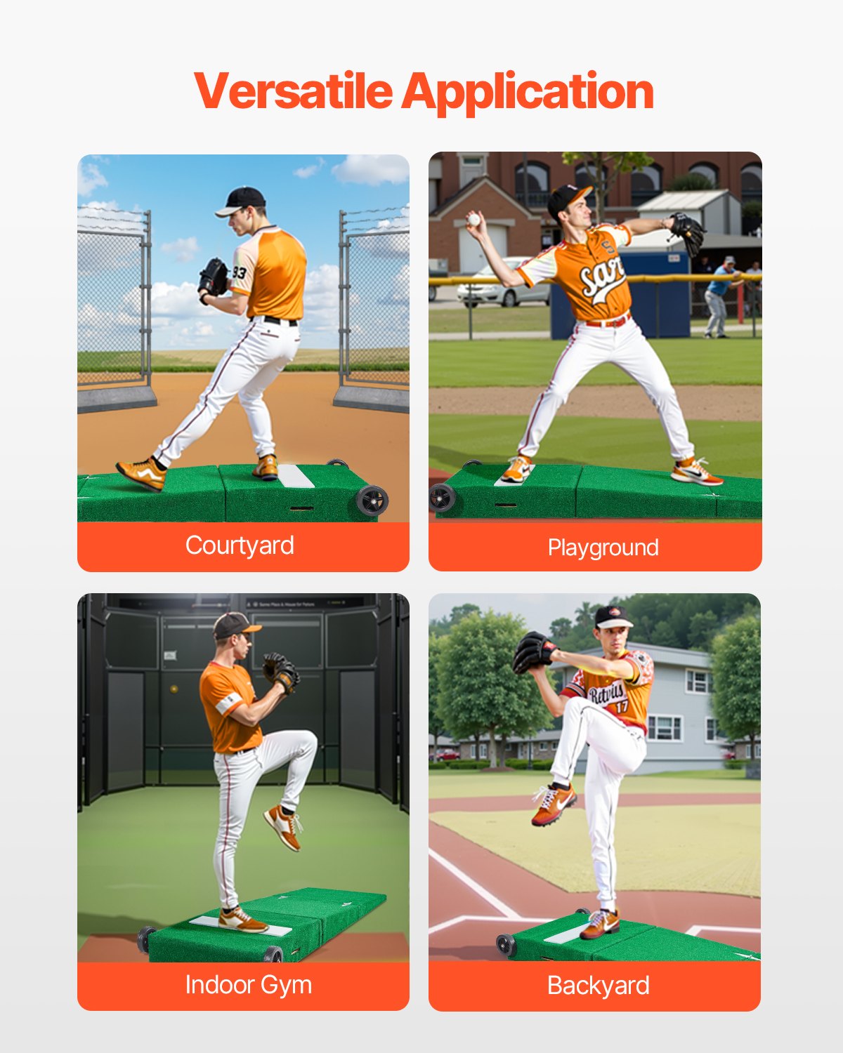 Pitching Mound, bärbar basebollkastarhög, 237 cm inomhus- och utomhusutrustning för pitchingträning, softbollshjälpmedel med antifade-gräs, pitchinggummi, bärhandtag