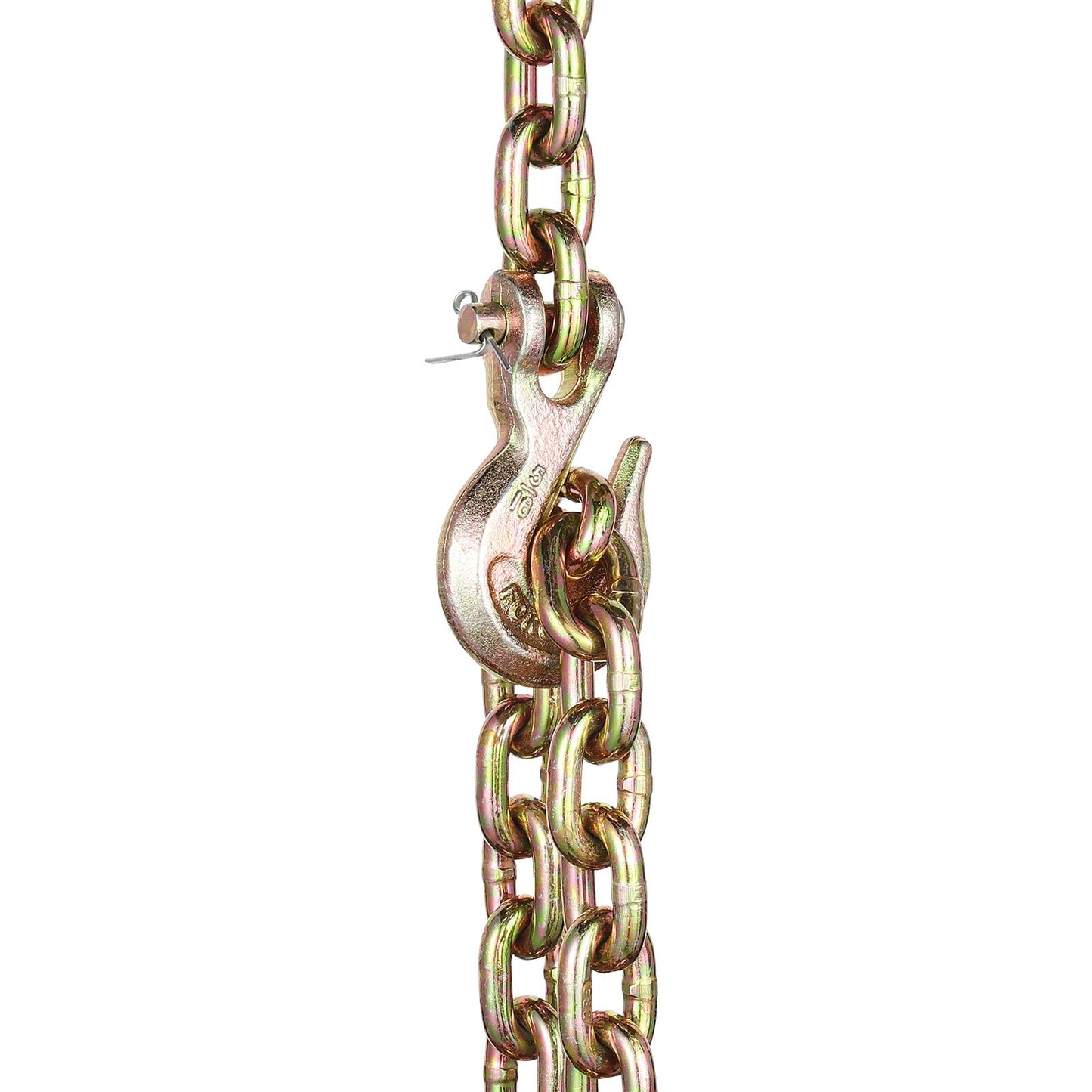 G80 Transport Binder Chain, 5/16" x 14.2' Tow Chain with Clevis Grab Hooks, 4900 lbs Safe Working Load, Heavy Duty Trailer Logging Chain for Transporting Towing Truck Tie Down Binding Equipment