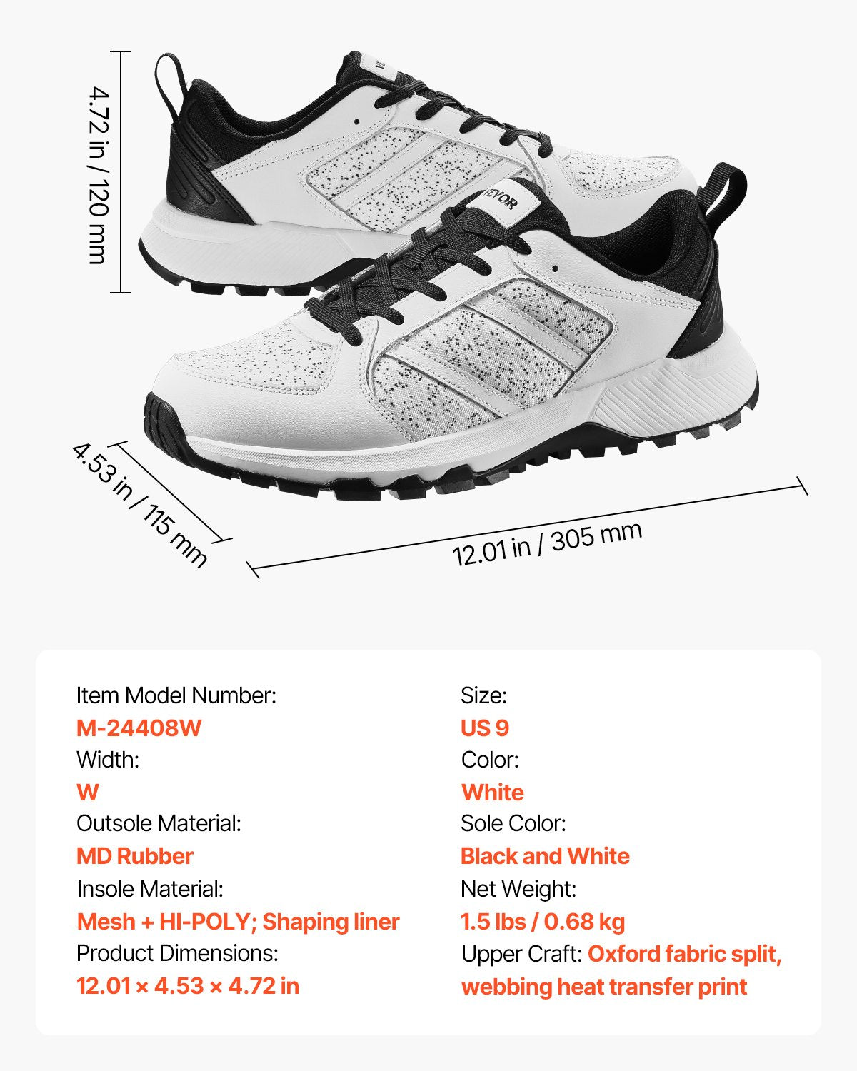 Crosstrainingskor, W-vidd sneakers UK storlek 8, skor med bred tåbox, stöd för hålfoten och justerbar snörning, träningsskor för löpning, gymnastik, hundpromenader och tyngdlyftning (vit)