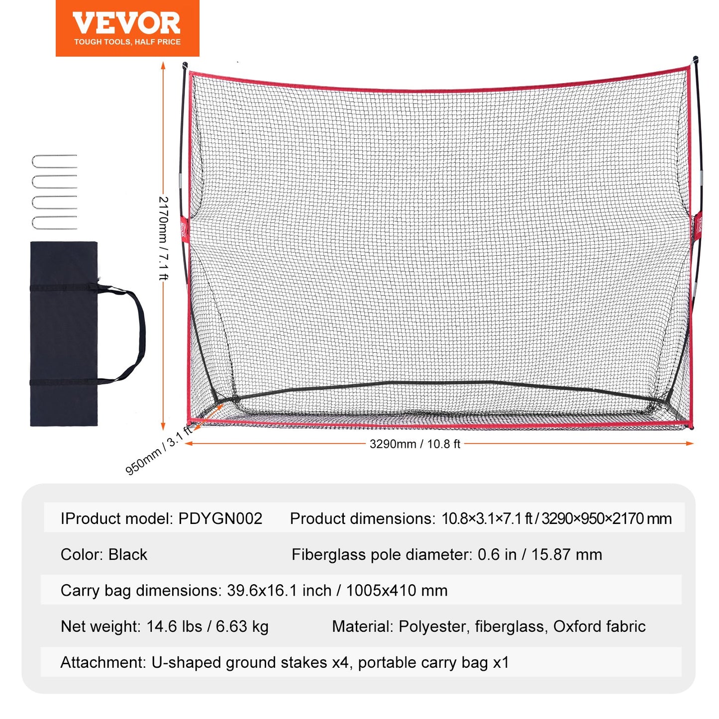Golf Practice Hitting Net, Huge 10.8x7ft Golf Net, Personal Driving Range for Indoor Outdoor Use, Portable Home Golf Aid Net with Solid Fiberglass Frame and Carry Bag, Gift for Men, Golf Lover