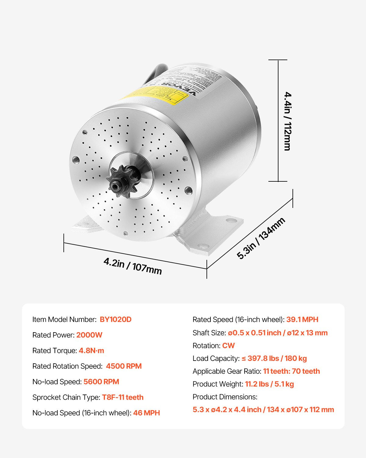 2000W Electric Brushless DC Motor Kit - 60V 4500rpm Motor with Upgraded Speed Controller for Go Karts E-Bike Motorcycle Scooter