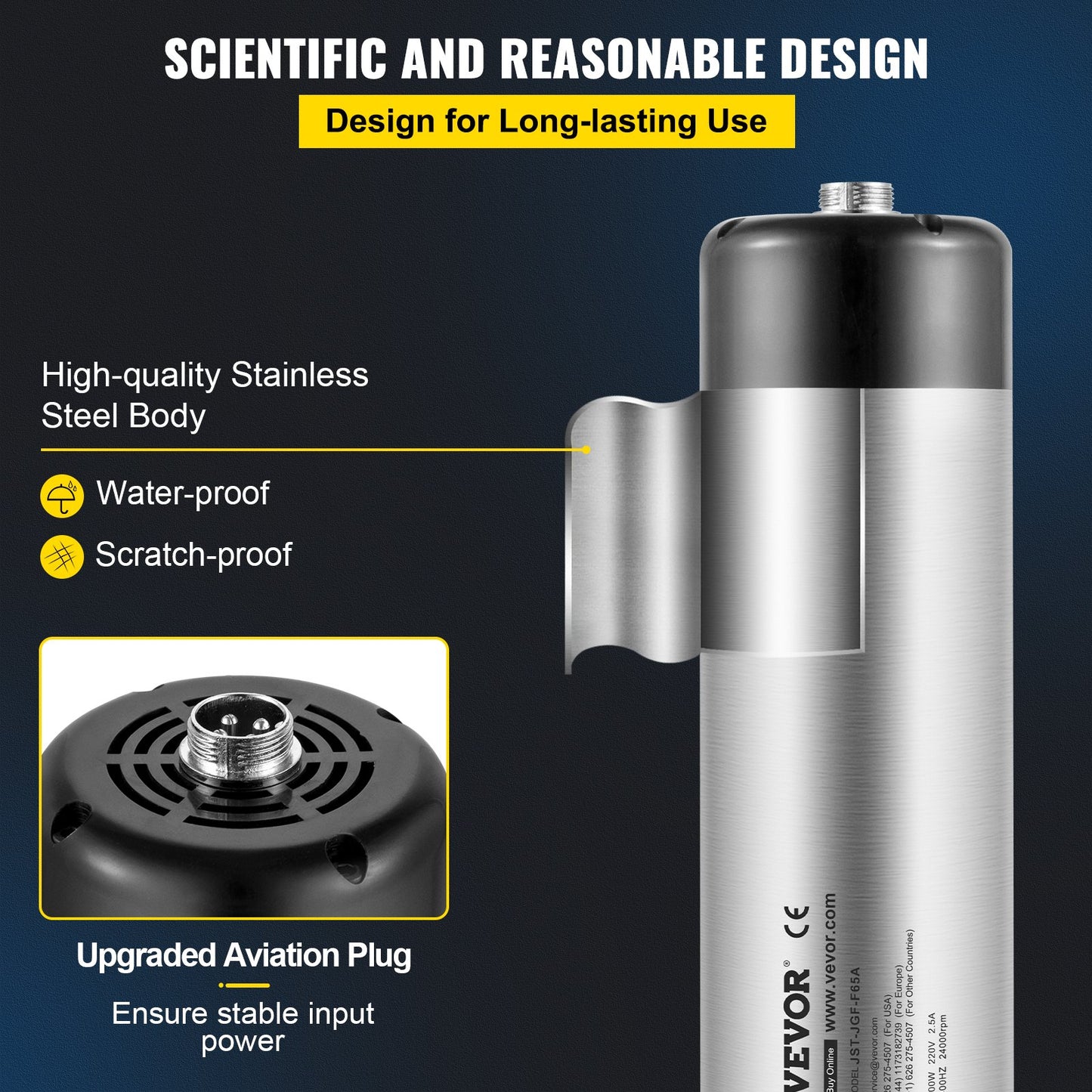 Höghastighets 0,8 kW luftkyld spindelmotor Gravering Fräsning och Slipning
