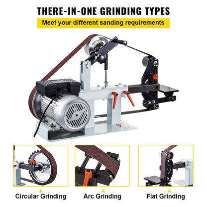 2Hp Belt Grinder Constant Speed 2 X 82 inch Belt Disc Sander with 3 Grinding Wheel 110V Bench Sander 12 inch Wheel and Flat Platen Tool Rest for Knife Making