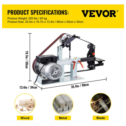 2Hp Belt Grinder Constant Speed 2 X 82 inch Belt Disc Sander with 3 Grinding Wheel 110V Bench Sander 12 inch Wheel and Flat Platen Tool Rest for Knife Making