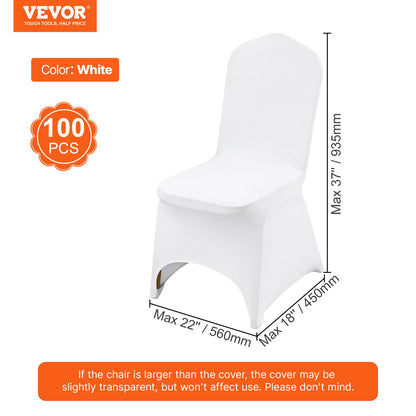 Stretch Spandex Folding Chair Covers, Universal Fitted Arched Front Cover, Removable Washable Protective Slipcovers, for Wedding, Holiday, Banquet, Party, Celebration, Dining (100PCS White)