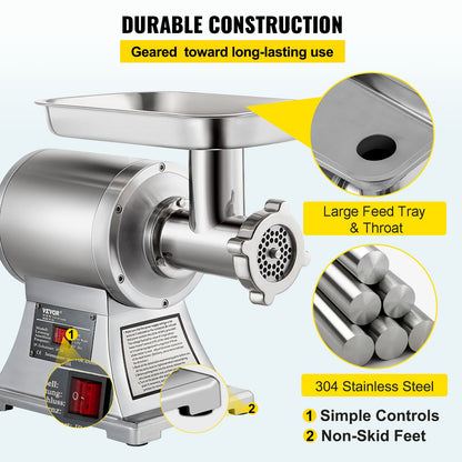 8500W Commercial Stainless Steel 204.1 kg Meat Grinder Cutter Blade Plate Sausage Stuffer