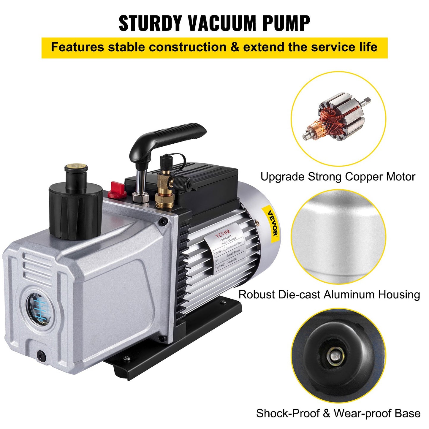 Vacuum Pump Single Stage 717 L/min(12CFM) 340 L/min Inlet port 1/4